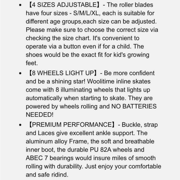 NEW IN BOX πΌ Wooltime Sports Light-up Inline Skates. Size XL. Adjustable. - Picture 7 of 8